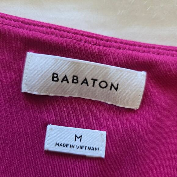 Aritzia Babaton Contour Romper Bike Shorts Pink Size M Square Neck Athleisure - Picture 2 of 9